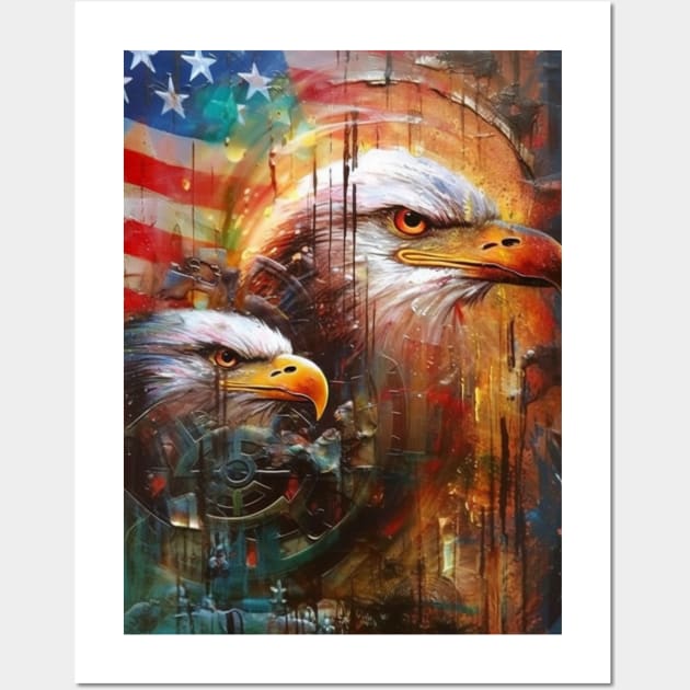 Patriotic Fusion Abstract Art Surrealistic Style Original Artwork Gift Ideas 06 Wall Art by Headslap Notions